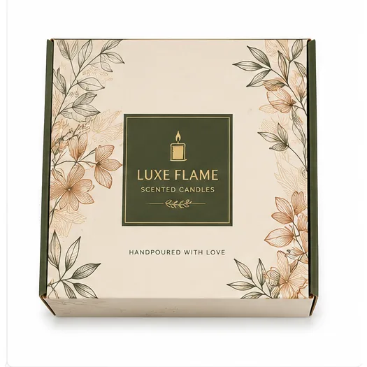Side Profile of 8x8x4 inch printed scented candle gift box by Boxwaale