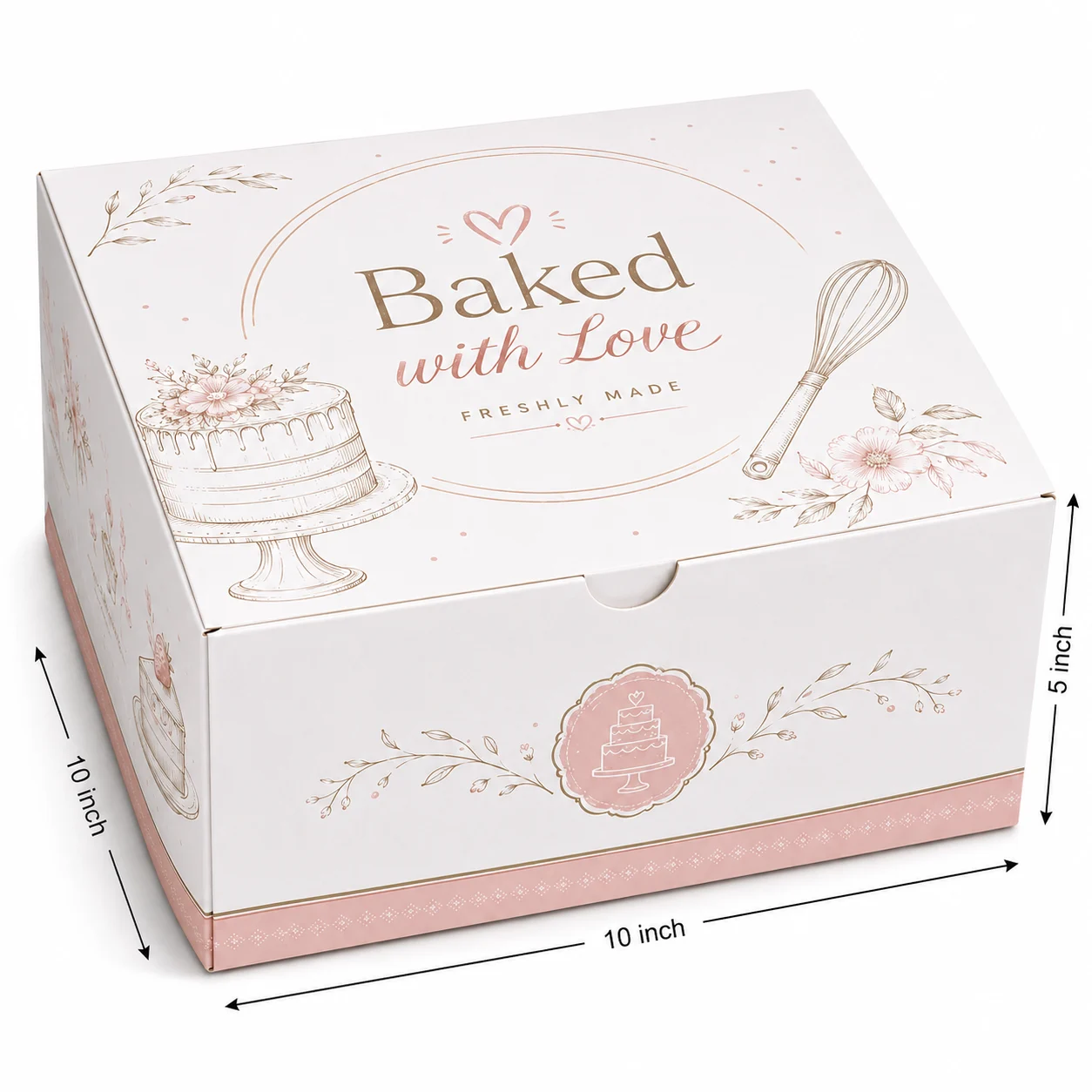 10x10x5 inch white 1 kg cake box with 10x10x5 inch dimensions by Boxwaale