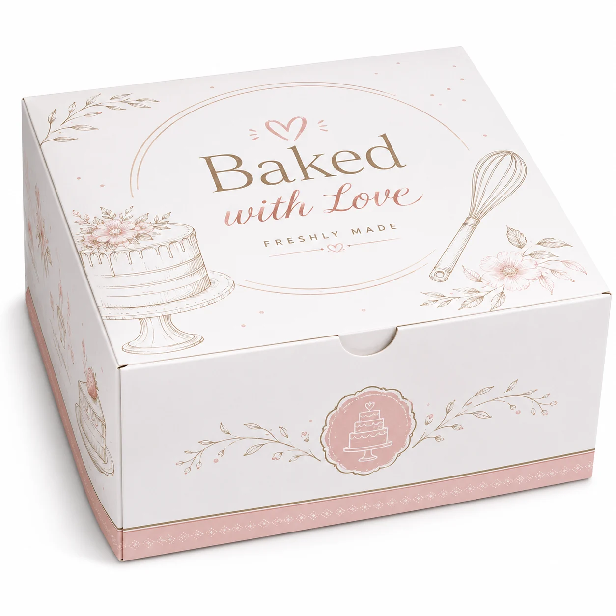Front Angle of 10x10x5 inch white 1 kg cake box by Boxwaale