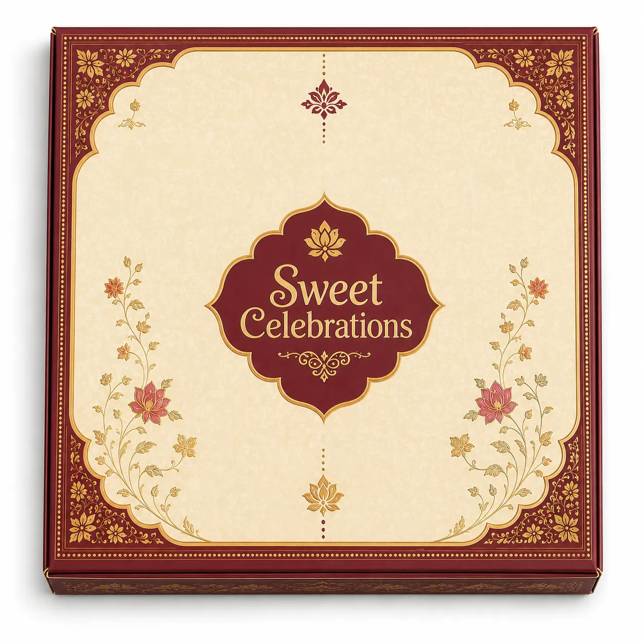 Open Interior of 10x10x3 inch premium printed mithai box by Boxwaale