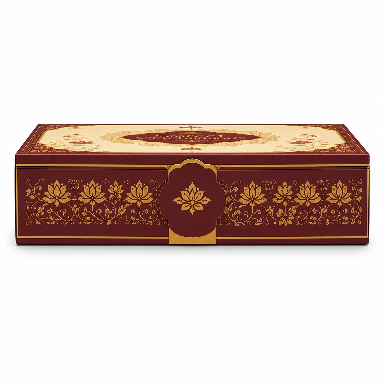Top View of 10x10x3 inch premium printed mithai box by Boxwaale