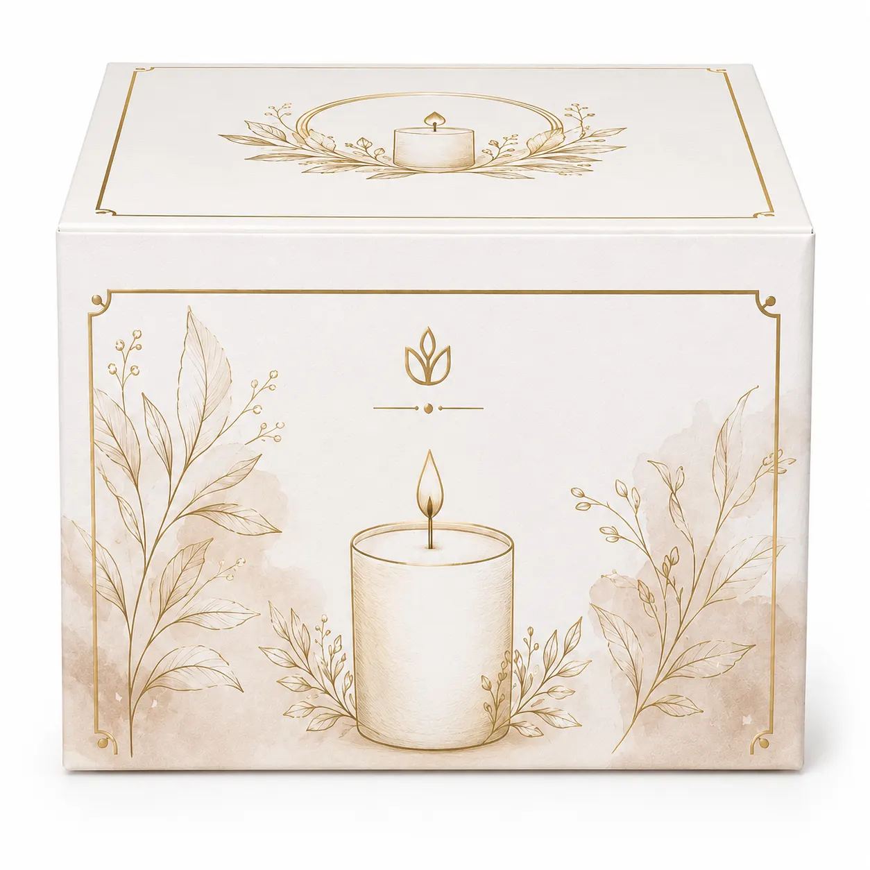 Front Angle of 6x6x3 inch white candle box by Boxwaale