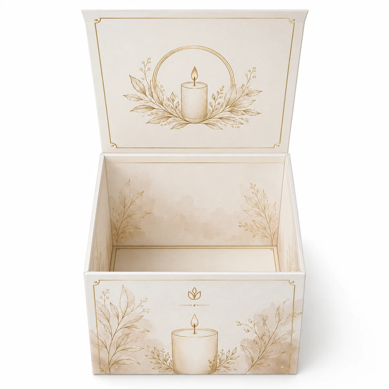 Side Profile of 6x6x3 inch white candle box by Boxwaale