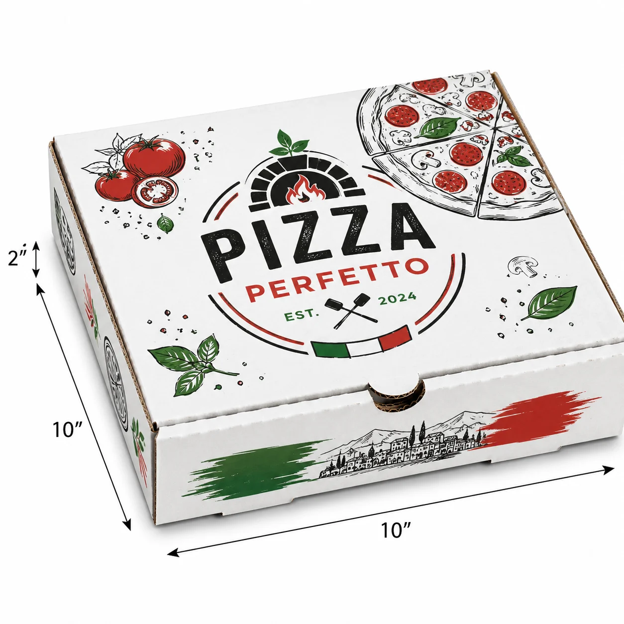 10 inch white pizza box with 10x10x1.75 inch dimensions by Boxwaale