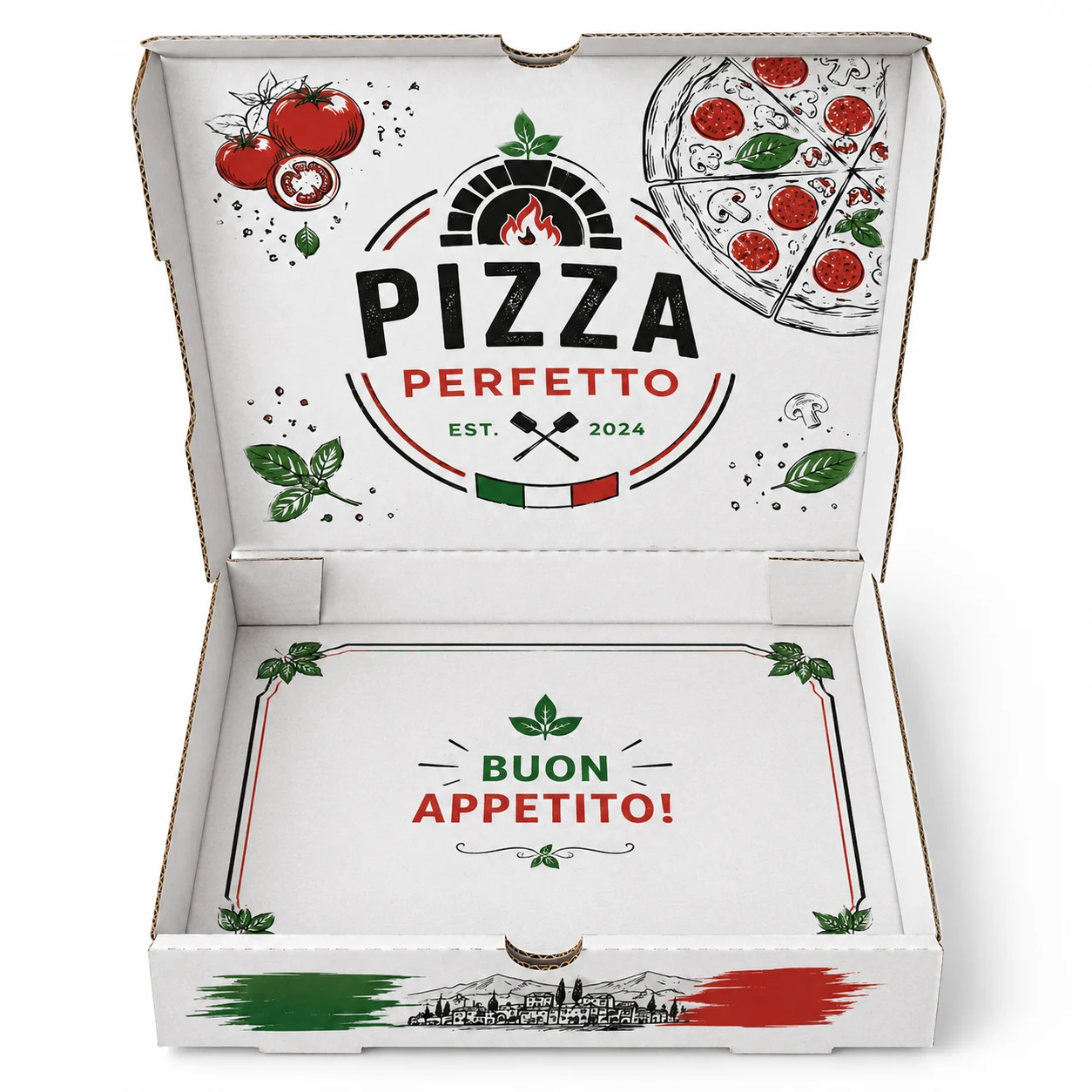 Side Profile of 10 inch white pizza box by Boxwaale