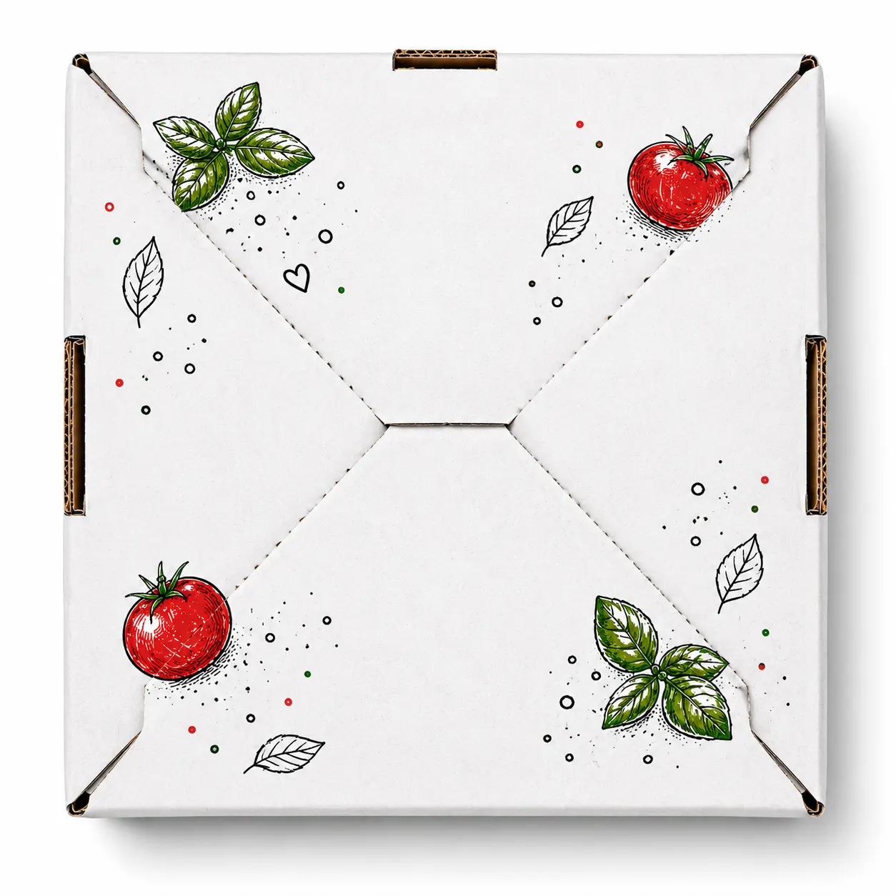 Top View of 6 inch white printed pizza box by Boxwaale