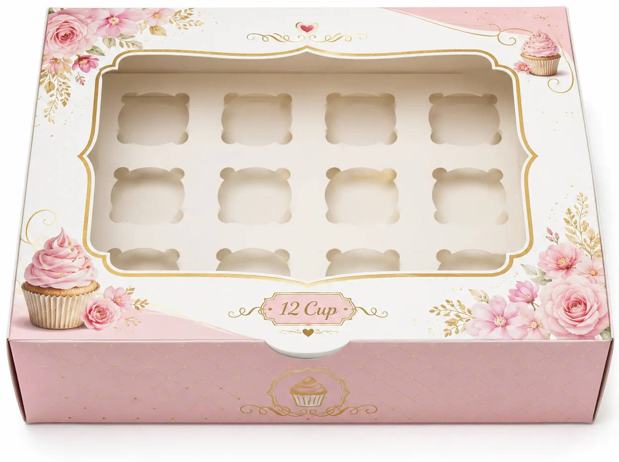12 cup printed cupcake box with window with 13x10x4 inch dimensions by Boxwaale