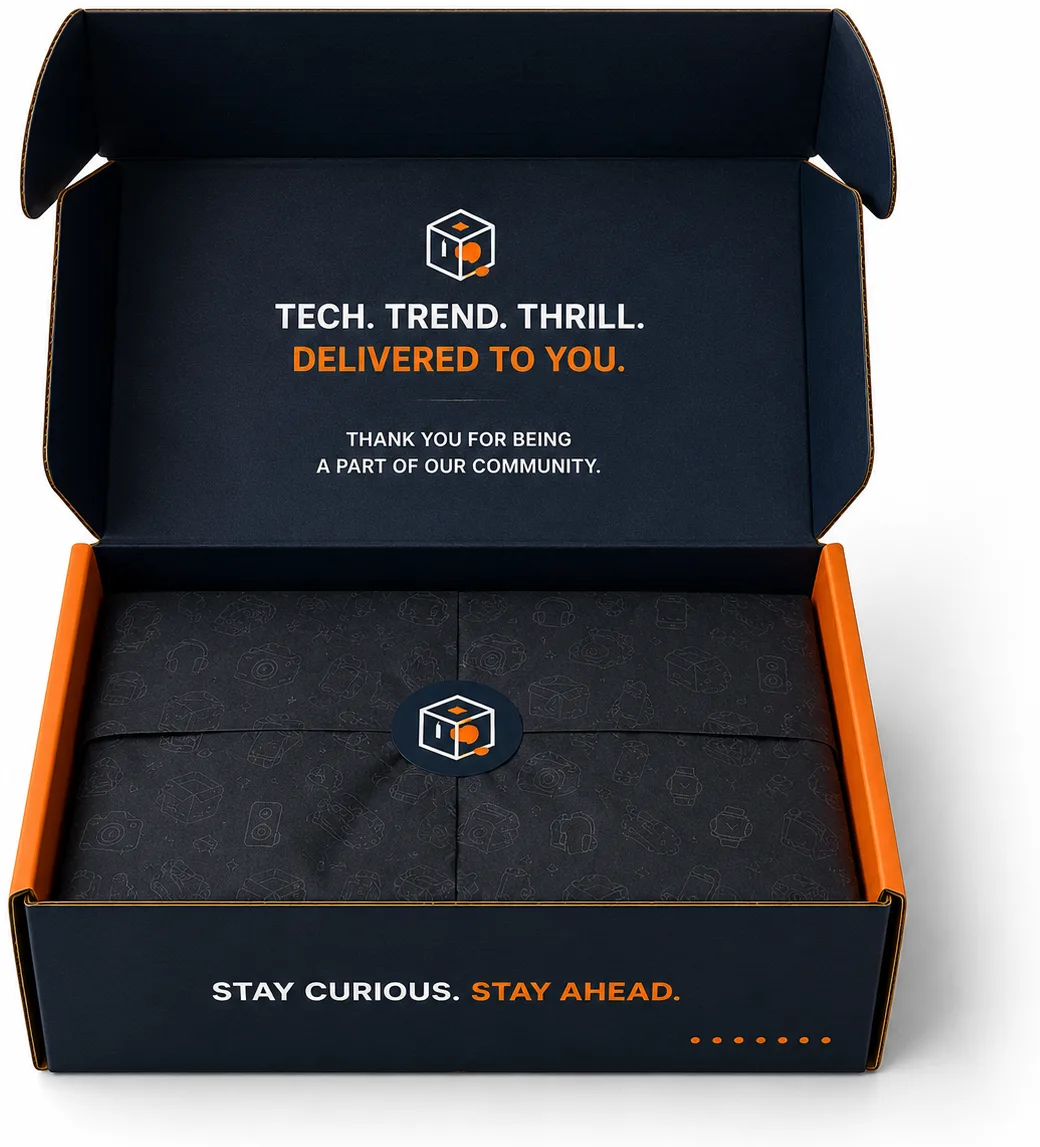 Open Interior of 10x8x4 inch printed gadget subscription box by Boxwaale