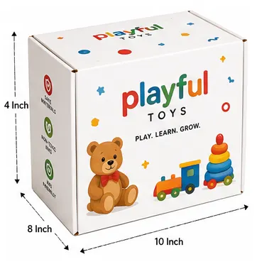 10x8x4 inch white toy packaging box with 10x8x4 inch dimensions by Boxwaale
