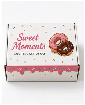 Side Profile of 8x5x3 inch printed donut box by Boxwaale