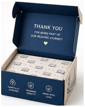 Open Interior of 10x8x3 inch printed book subscription box by Boxwaale