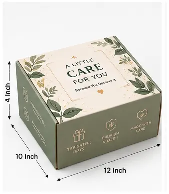 12x10x4 inch printed self care gift box with 12x10x4 inch dimensions by Boxwaale