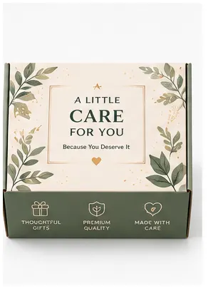Front Angle of 12x10x4 inch printed self care gift box by Boxwaale