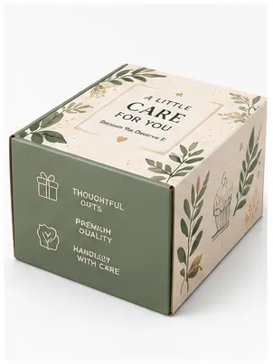 Top View of 12x10x4 inch printed self care gift box by Boxwaale