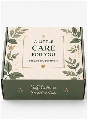 Side Profile of 12x10x4 inch printed self care gift box by Boxwaale