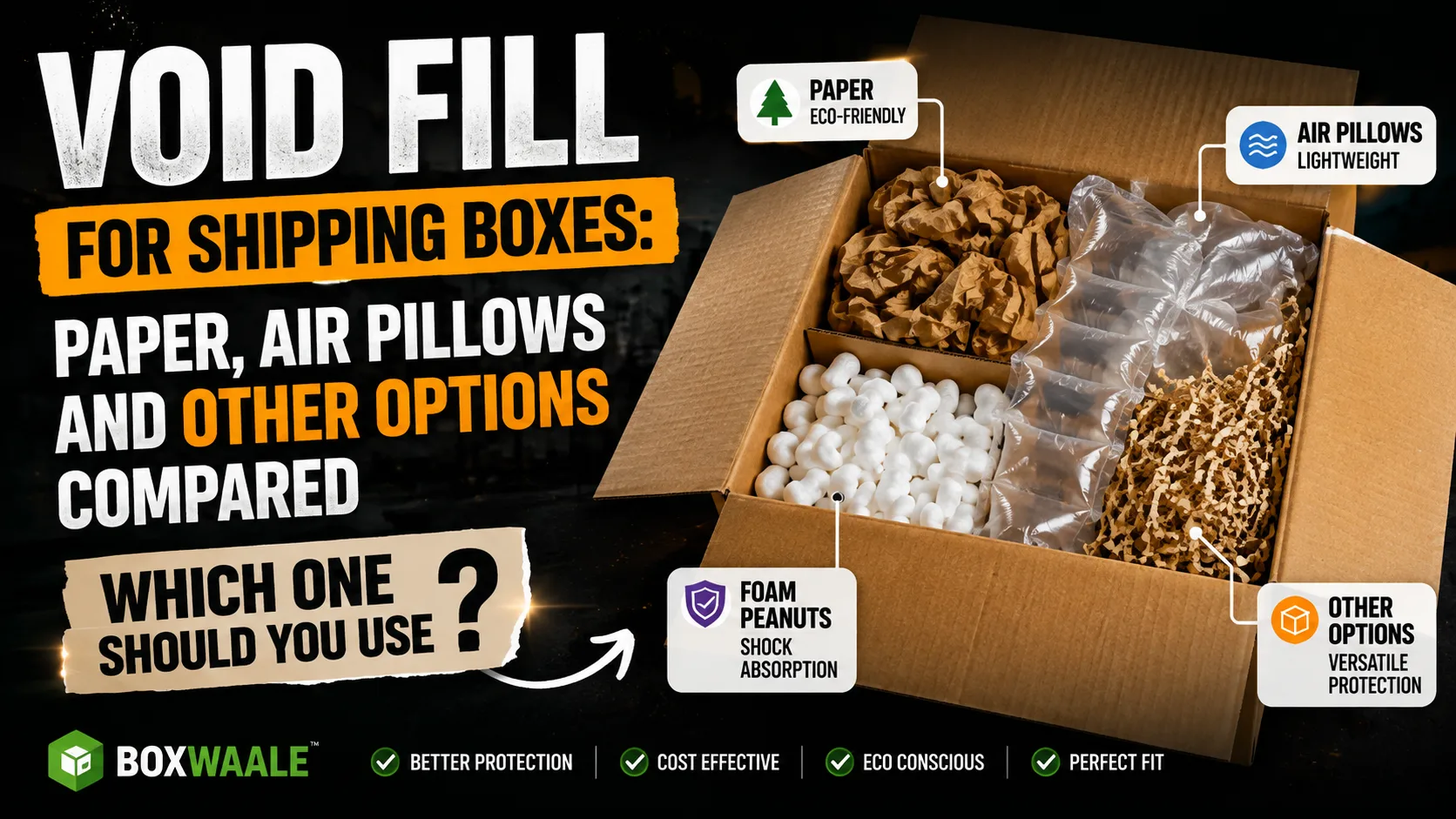 Void Fill for Shipping Boxes: Paper, Air Pillows and Other Options Compared by Boxwaale
