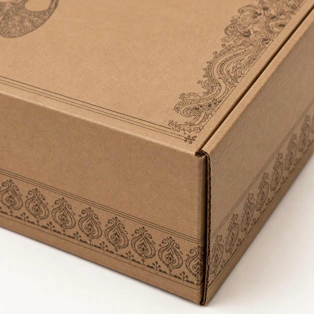 Ethnic Footwear Shipping Box packed application view with custom multicolour brand printing