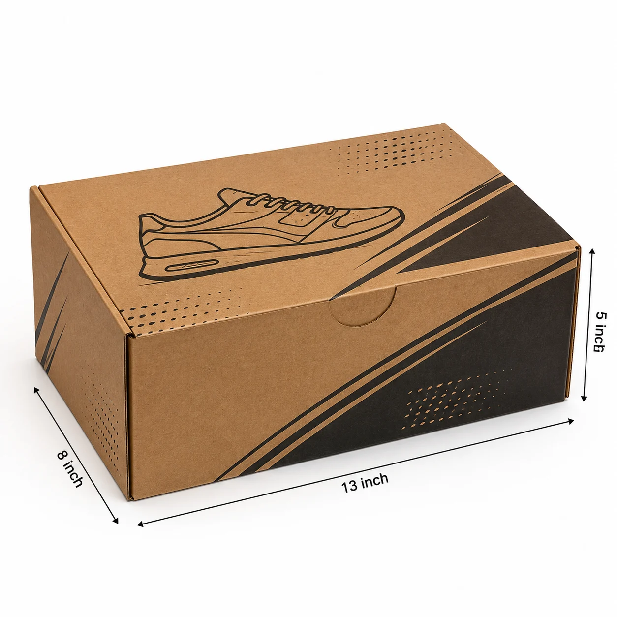 Sneaker Shipping Box hero view with custom multicolour brand printing