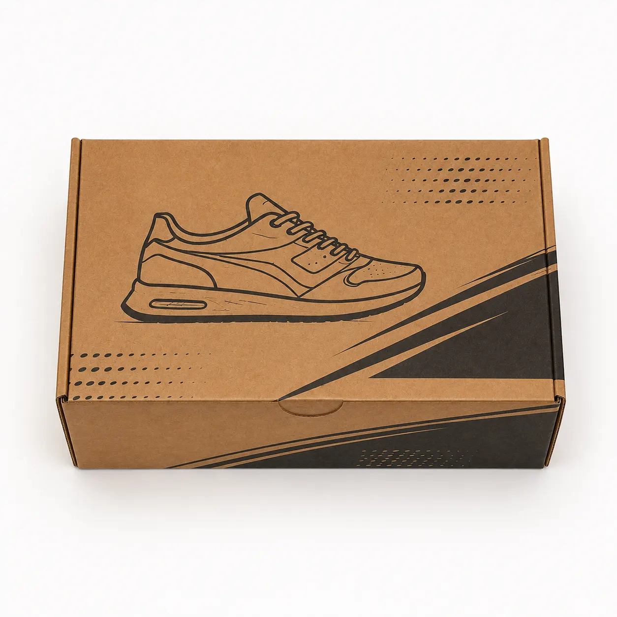 Sneaker Shipping Box side panel print view with custom multicolour brand printing