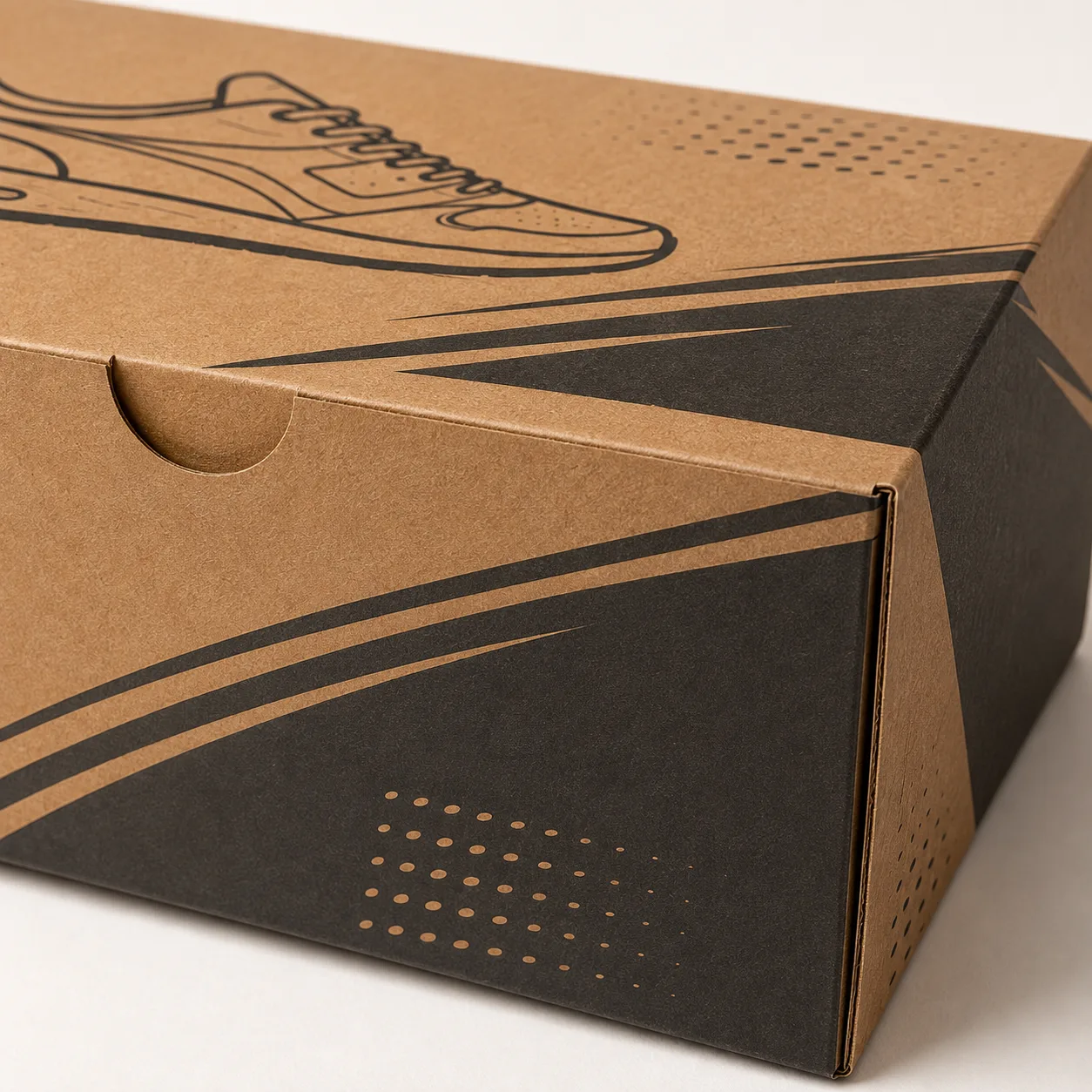 Sneaker Shipping Box packed application view with custom multicolour brand printing