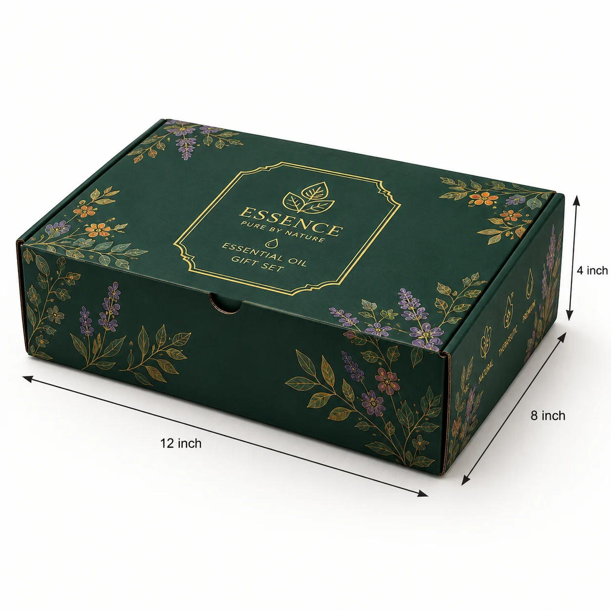 Essential Oil Gift Set Box hero view with custom multicolour brand printing