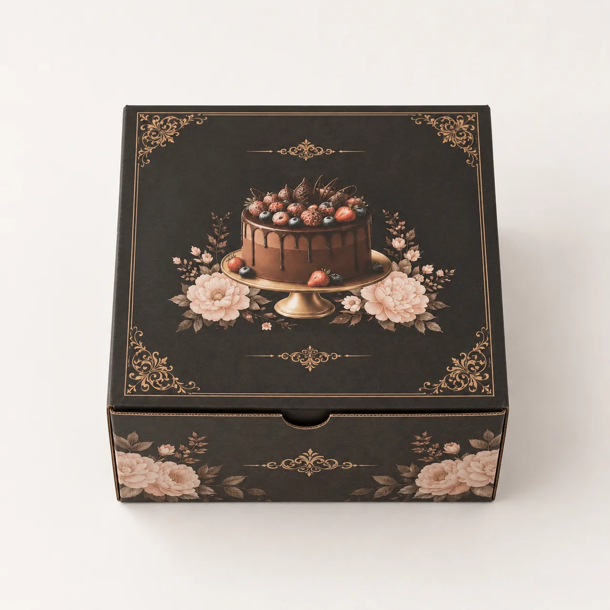 1 KG Cake Box side panel print view with custom multicolour brand printing