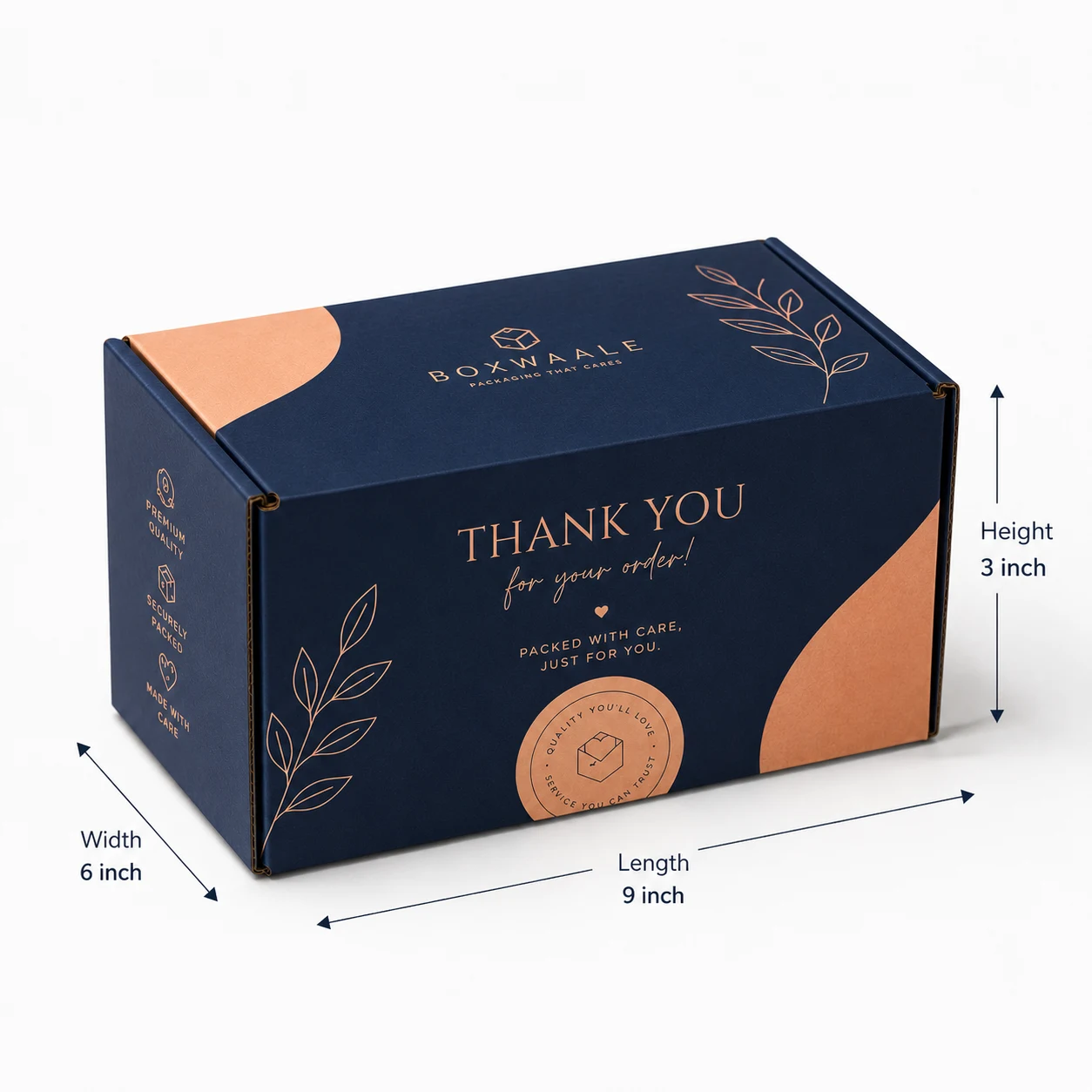 9x6x3 inch custom printed mailer box with 9x6x3 inch dimensions by Boxwaale
