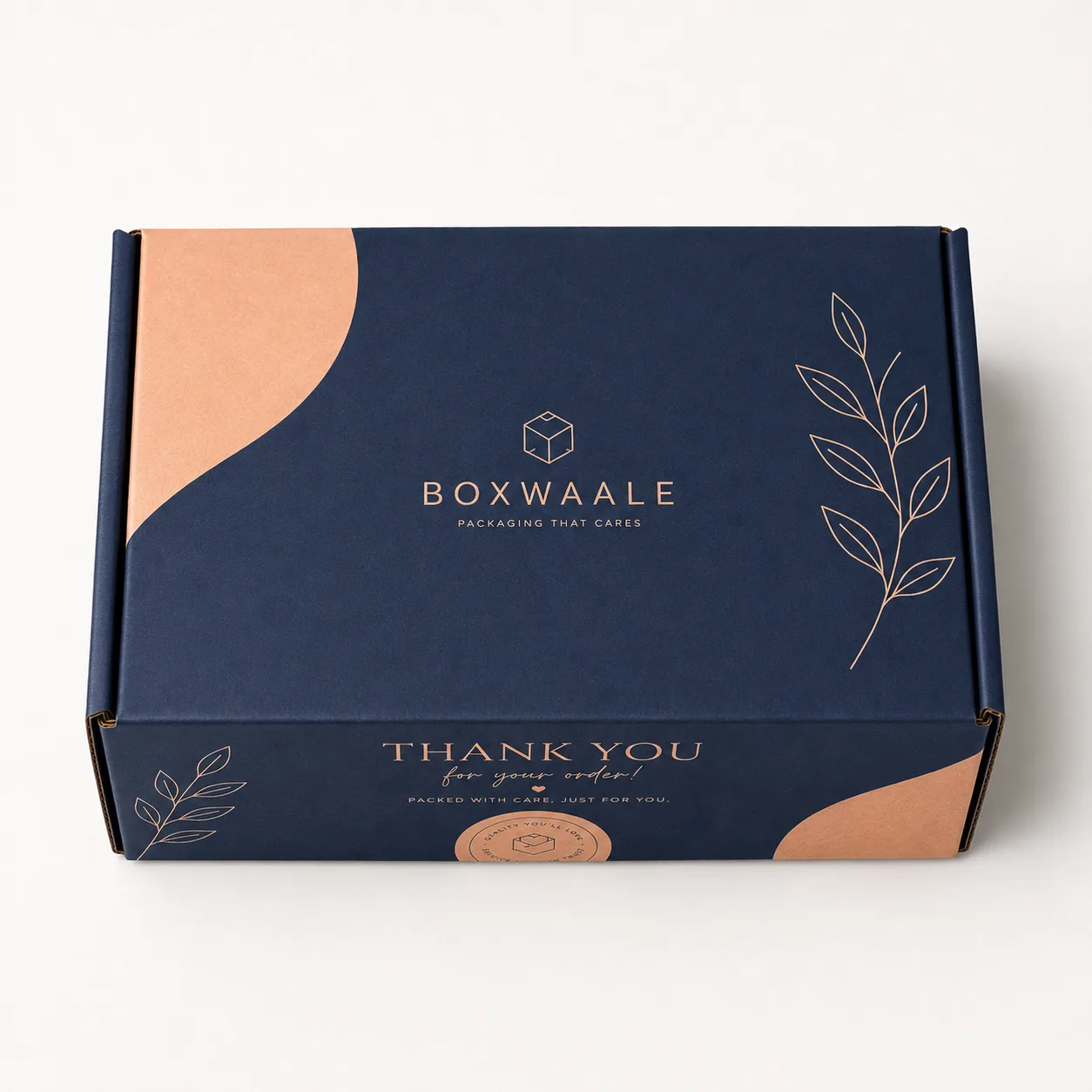 Top View of 9x6x3 inch custom printed mailer box by Boxwaale