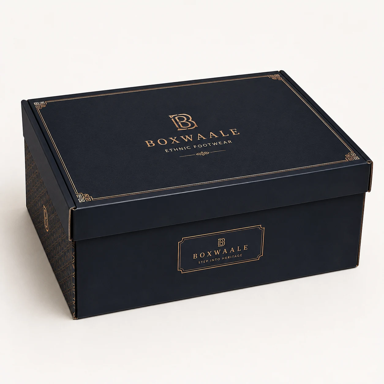 Front Angle of 16x12x6 inch printed boot box by Boxwaale