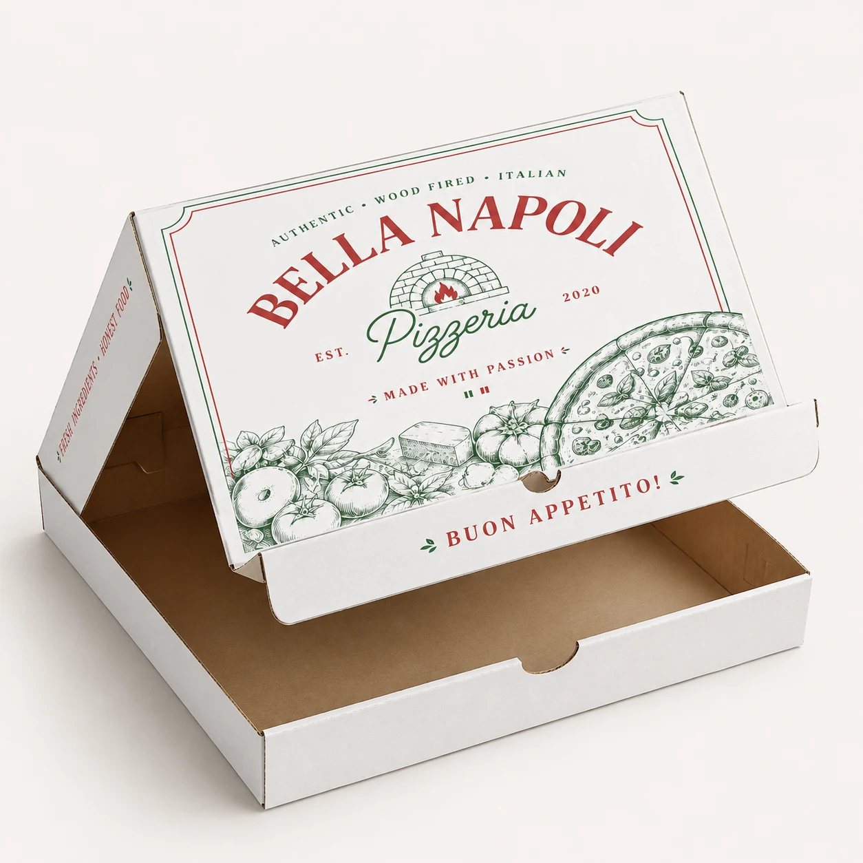 Open Interior of 14 inch white pizza box by Boxwaale