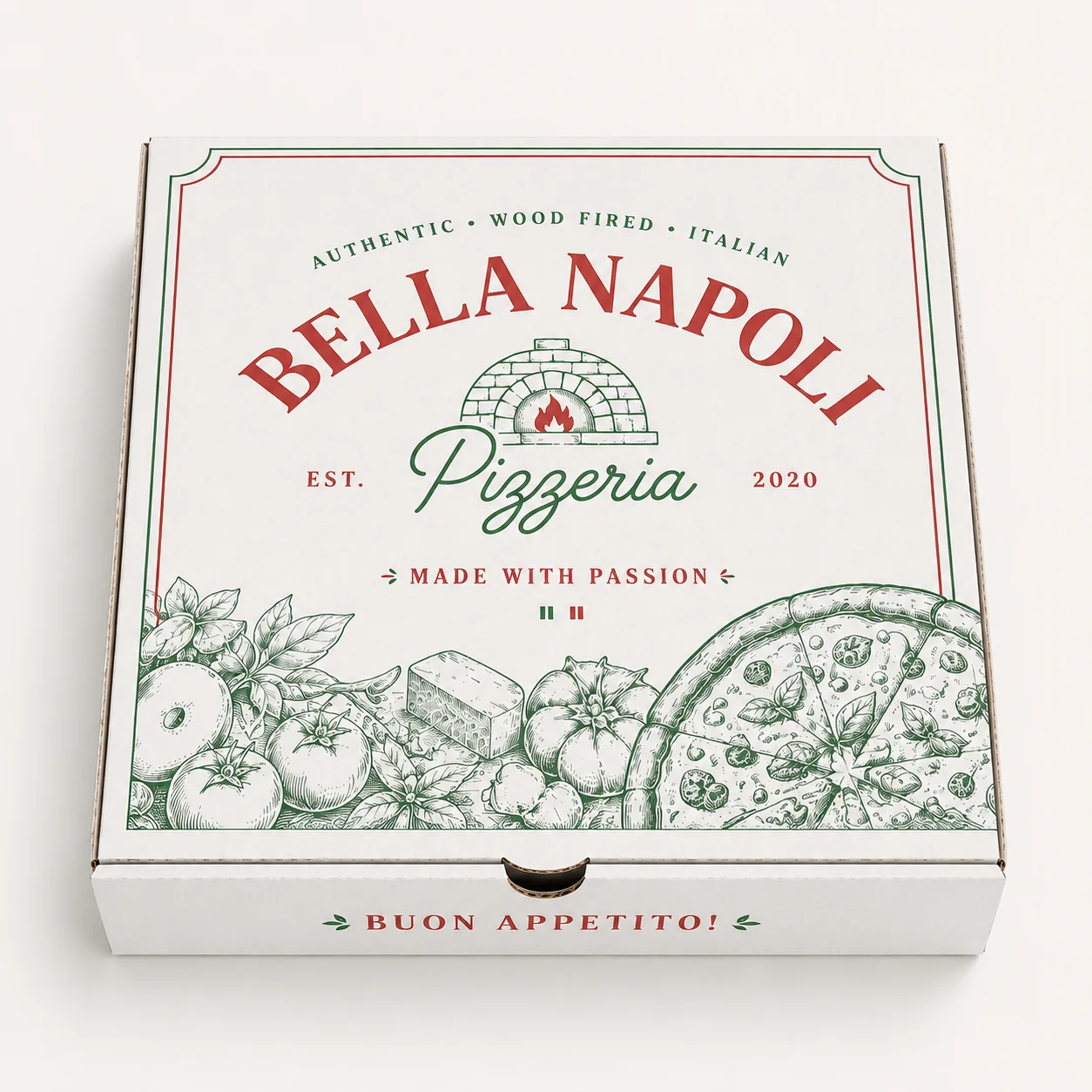 Top View of 14 inch white pizza box by Boxwaale