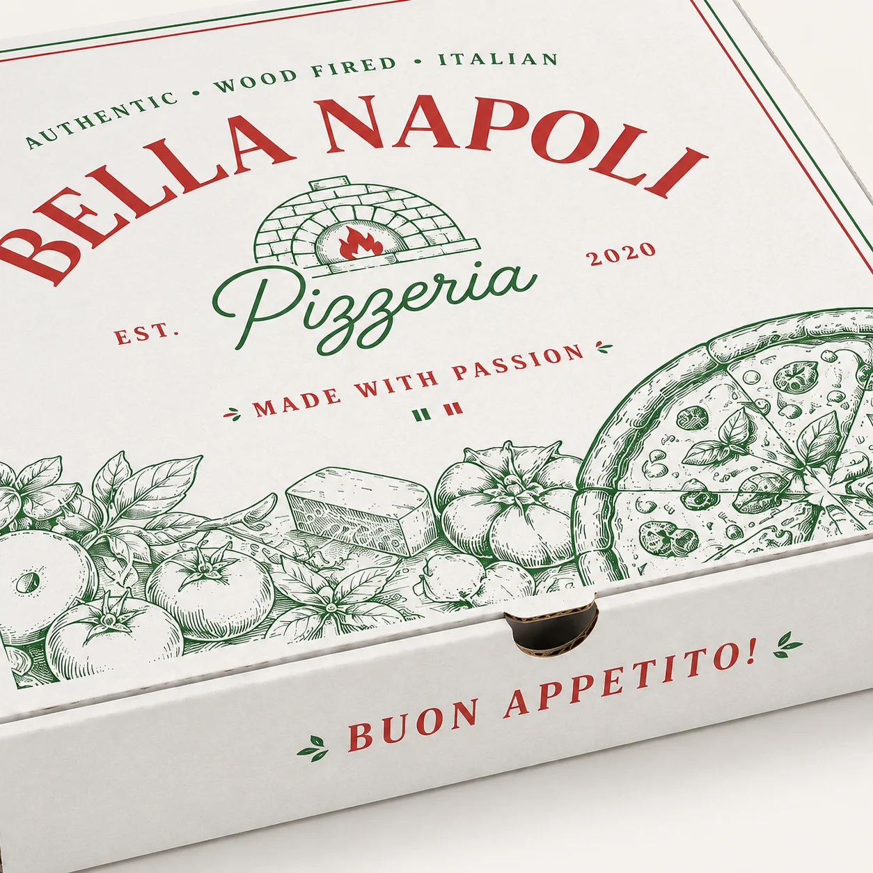 Side Profile of 14 inch white pizza box by Boxwaale