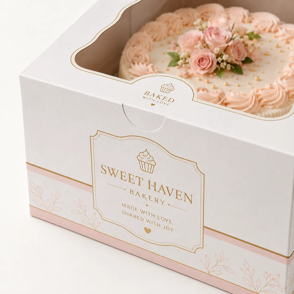 Side Profile of 8x8x5 inch white window cake box by Boxwaale
