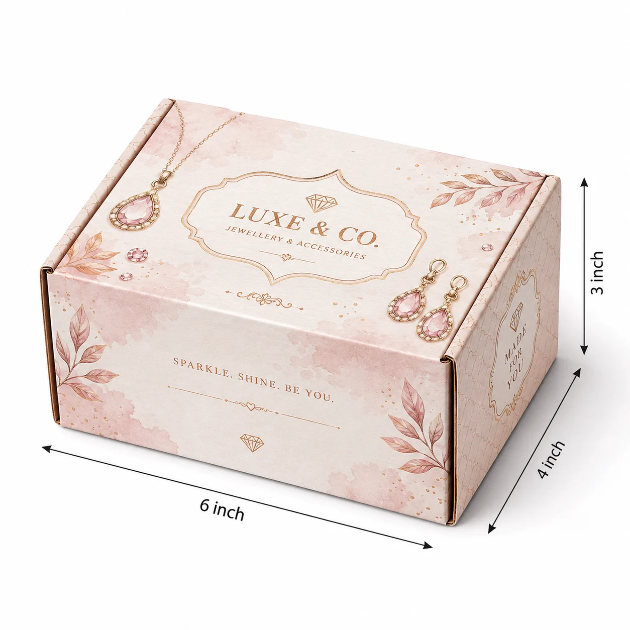Jewellery & Accessories Mailer Box hero view with custom multicolour brand printing