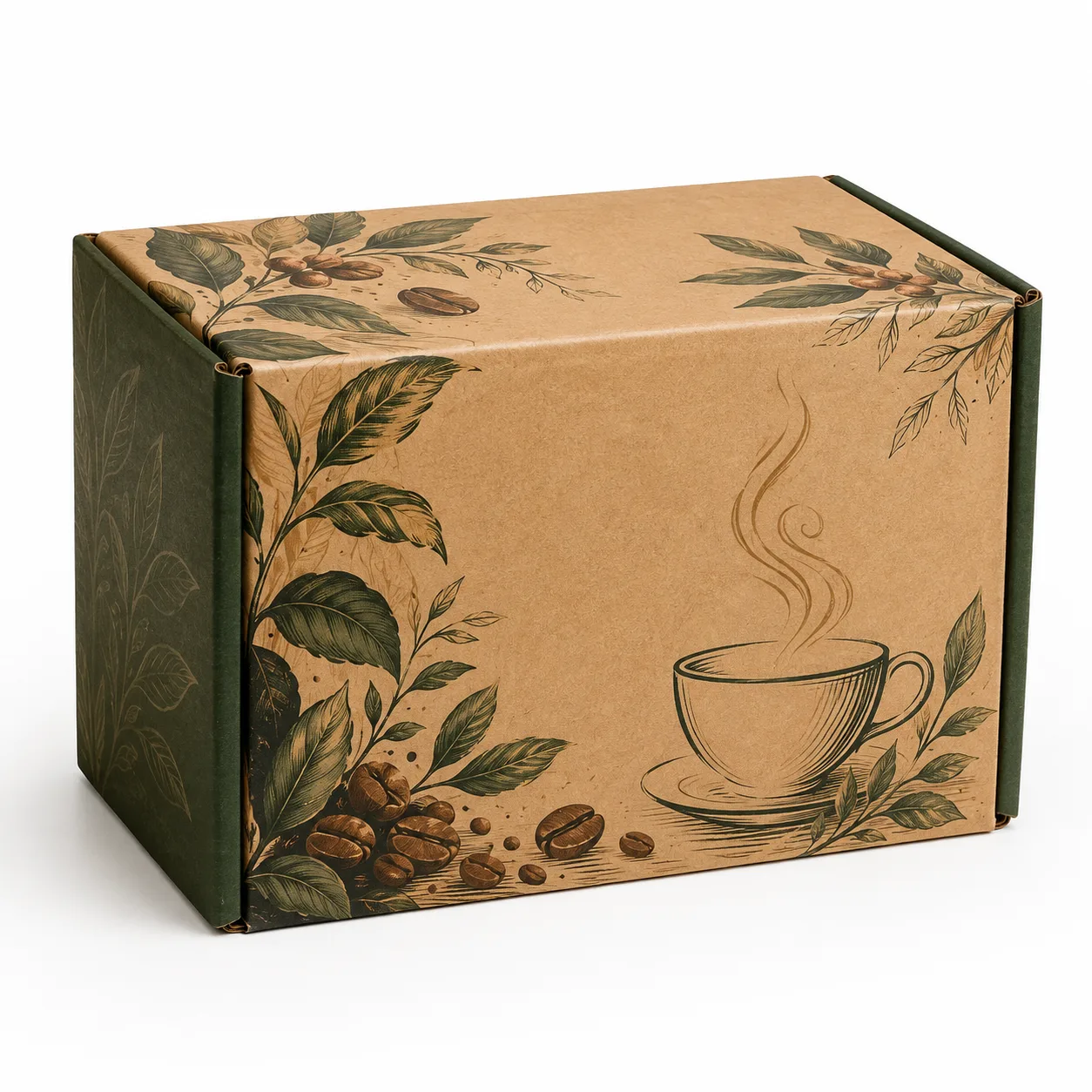 Gourmet Tea & Coffee Gift Box front three-quarter view with custom multicolour brand printing