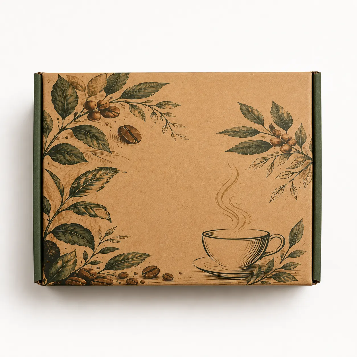 Gourmet Tea & Coffee Gift Box side panel print view with custom multicolour brand printing
