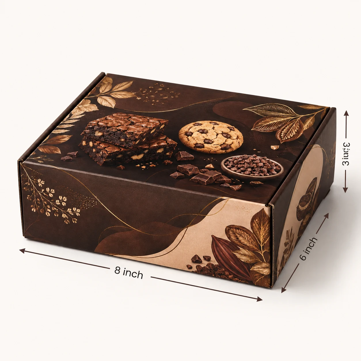 Brownie & Cookie Hamper Box hero view with custom multicolour brand printing