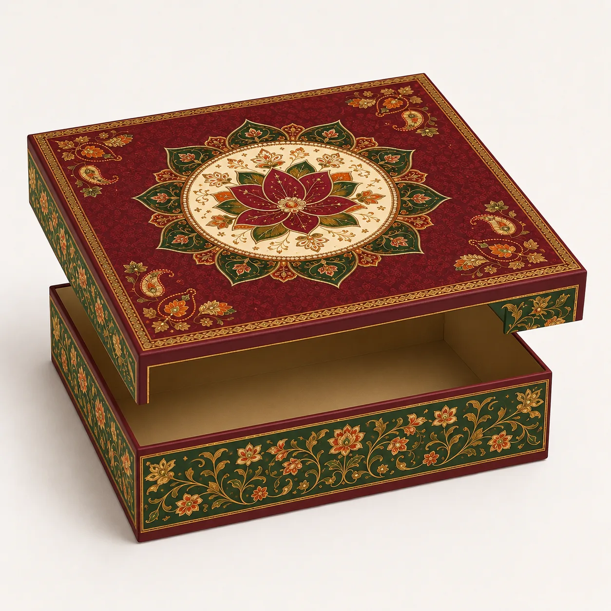 9 Inch Pizza Box open box interior view with custom multicolour brand printing