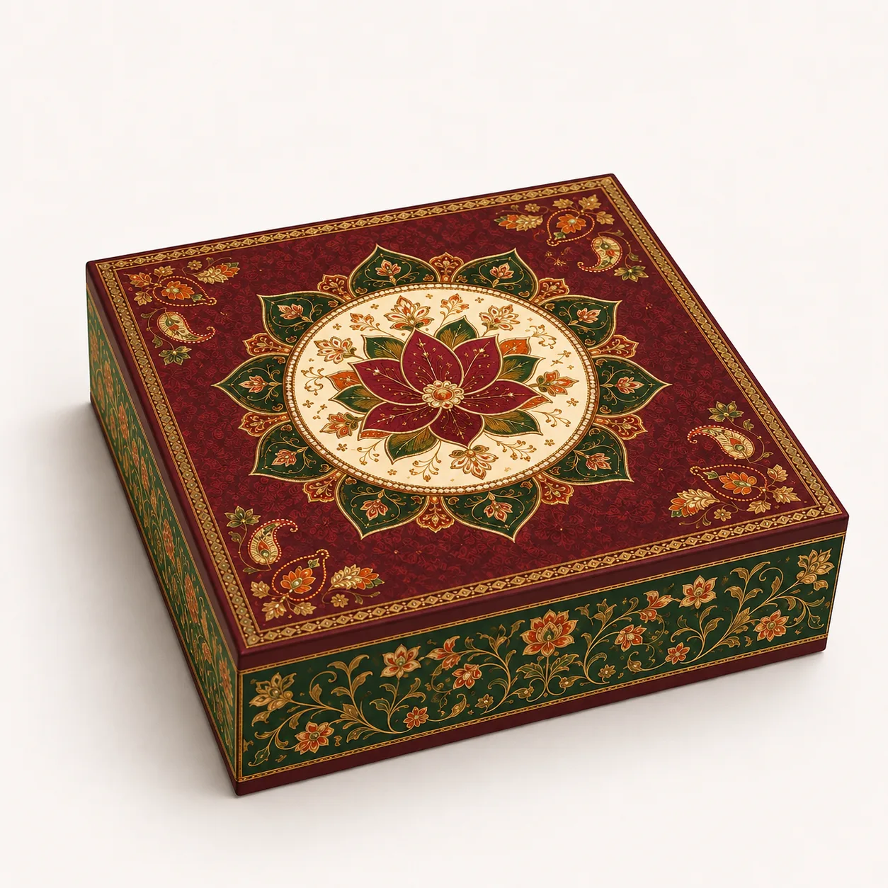 Festive Mithai Box side panel print view with custom multicolour brand printing