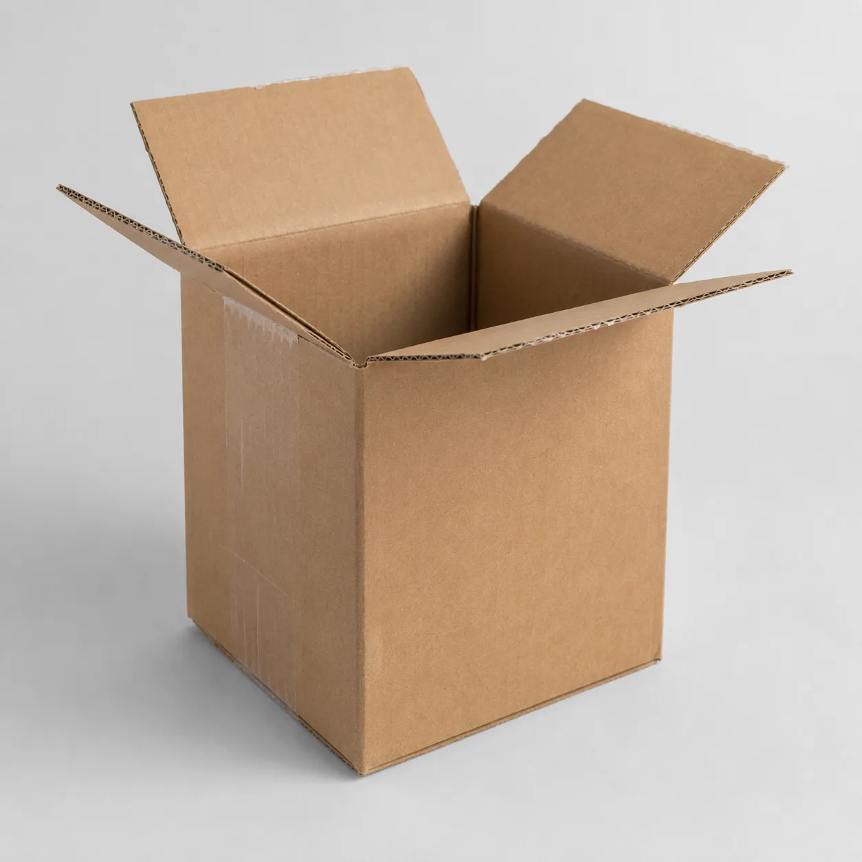 Side view of 5.5x5.5x8 inch brown corrugated shipping carton