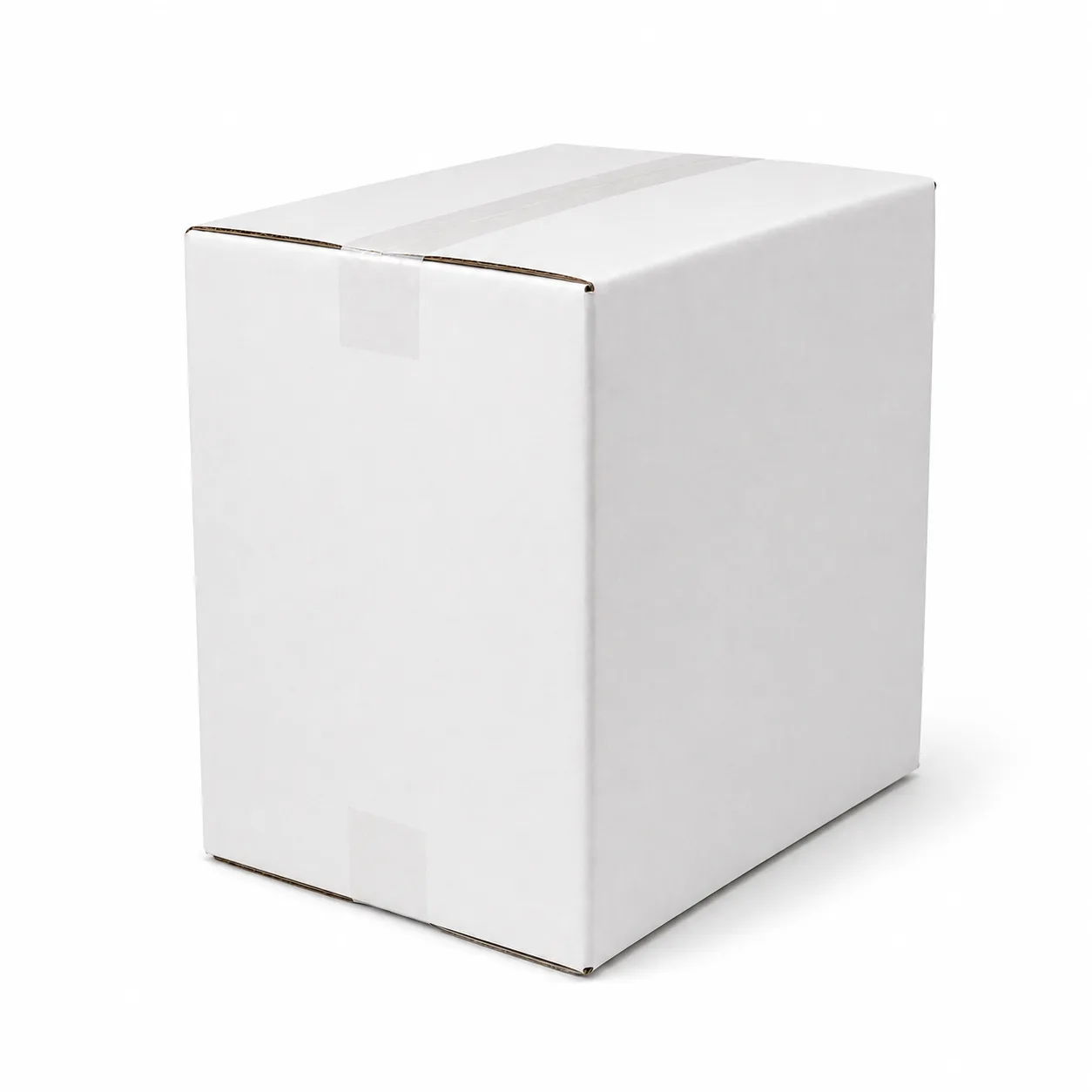 Side view of 8.5x13x10 inch white corrugated shipping carton