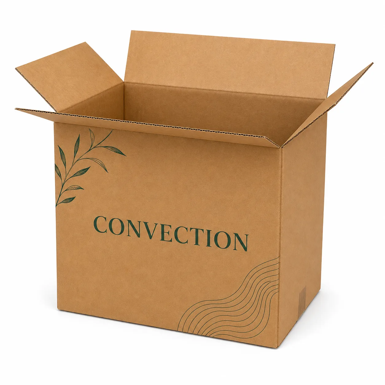 Side view of 8.5x13x10 inch custom printed corrugated shipping carton