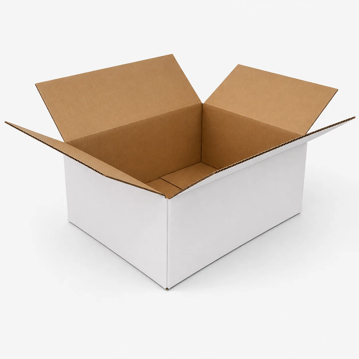 Top view of 8.75x10.75x4 inch white carton box with adhesive tape seam