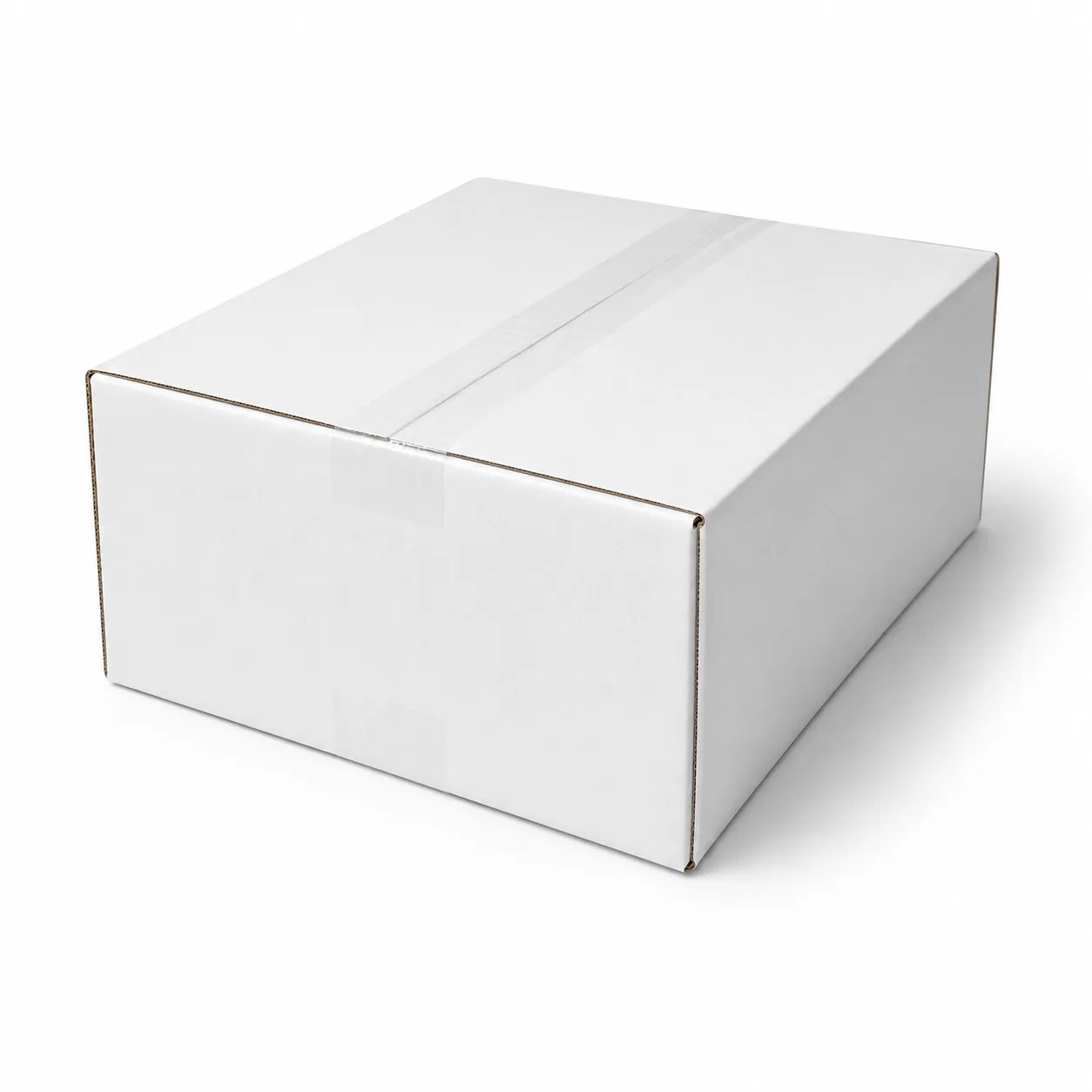 Side view of 8.75x10.75x4 inch white corrugated shipping carton