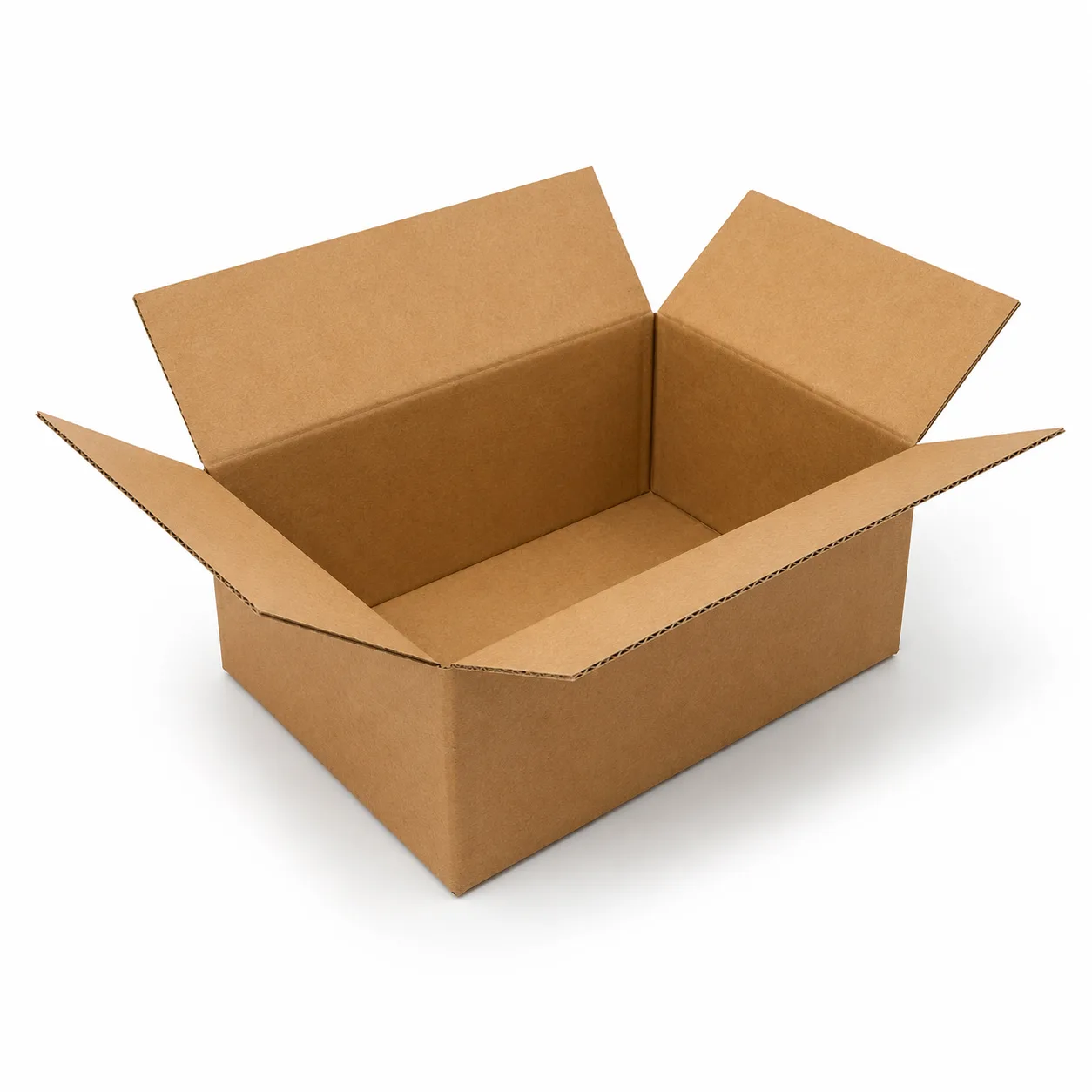 Top view of 8.75x10.75x4 inch brown carton box with adhesive tape seam