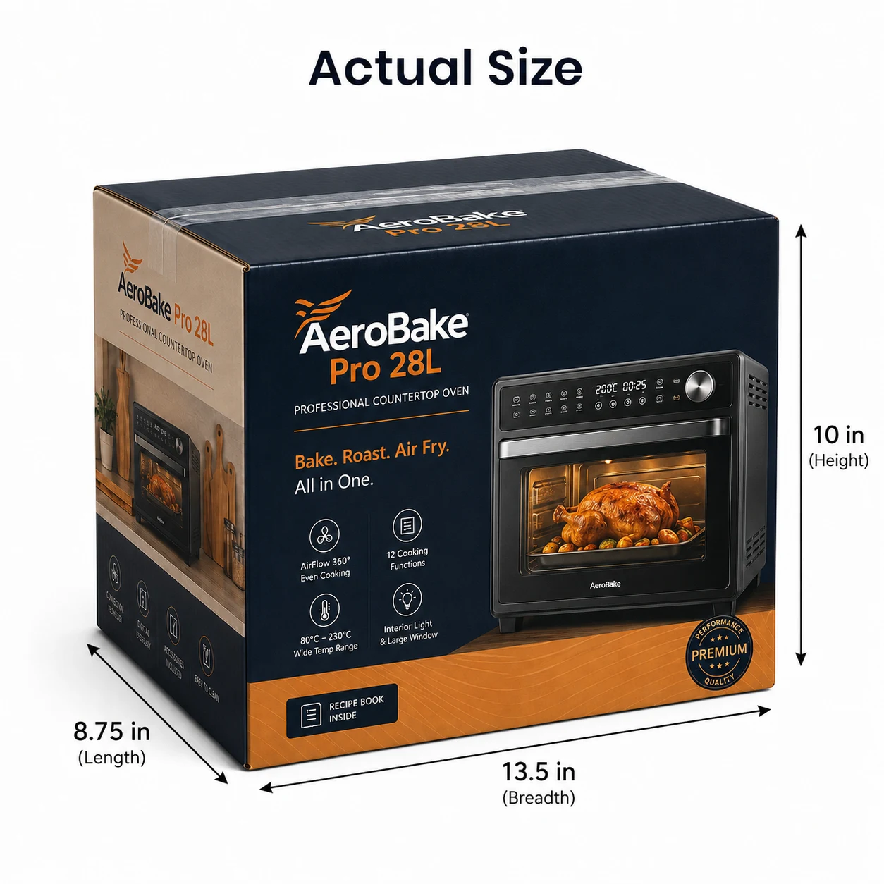 8.75x13.5x10 inch custom printed taped corrugated carton box with actual size dimensions by Boxwaale.in