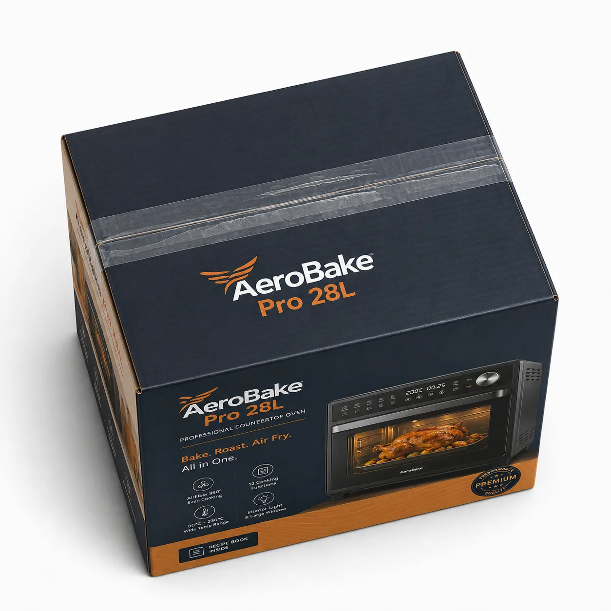 Side view of 8.75x13.5x10 inch custom printed corrugated shipping carton