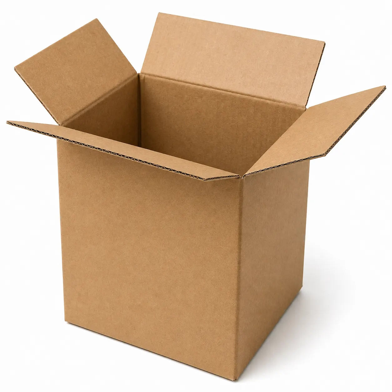 Side view of 5.5x6.75x8.75 inch brown corrugated shipping carton