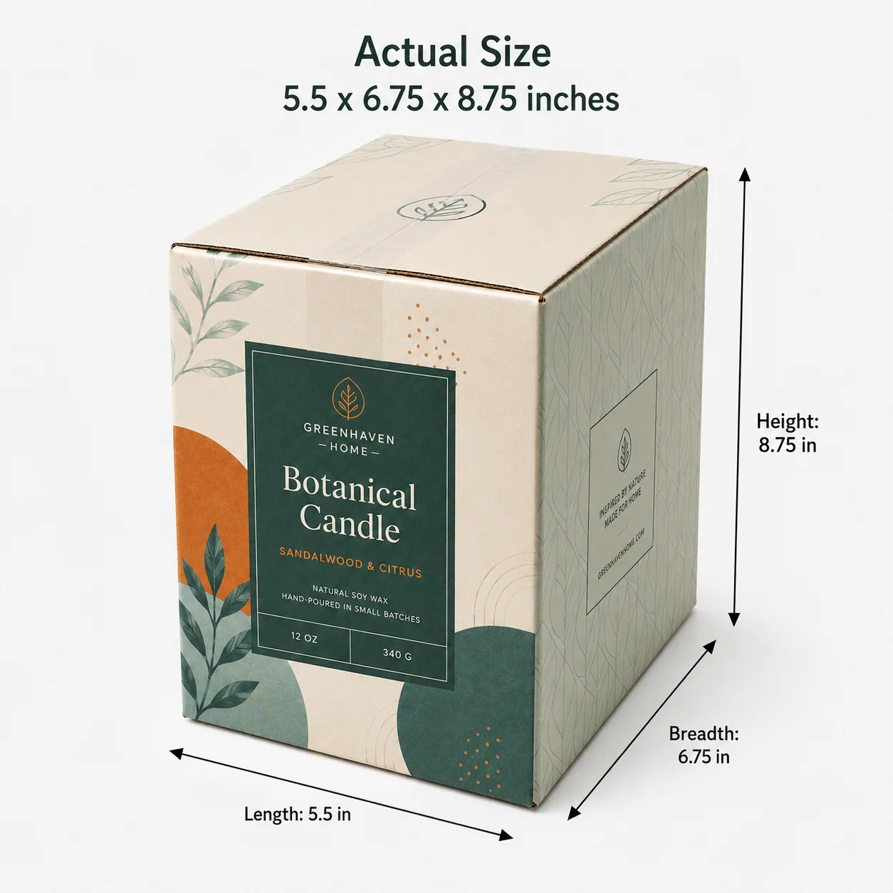 5.5x6.75x8.75 inch custom printed taped corrugated carton box with actual size dimensions by Boxwaale.in