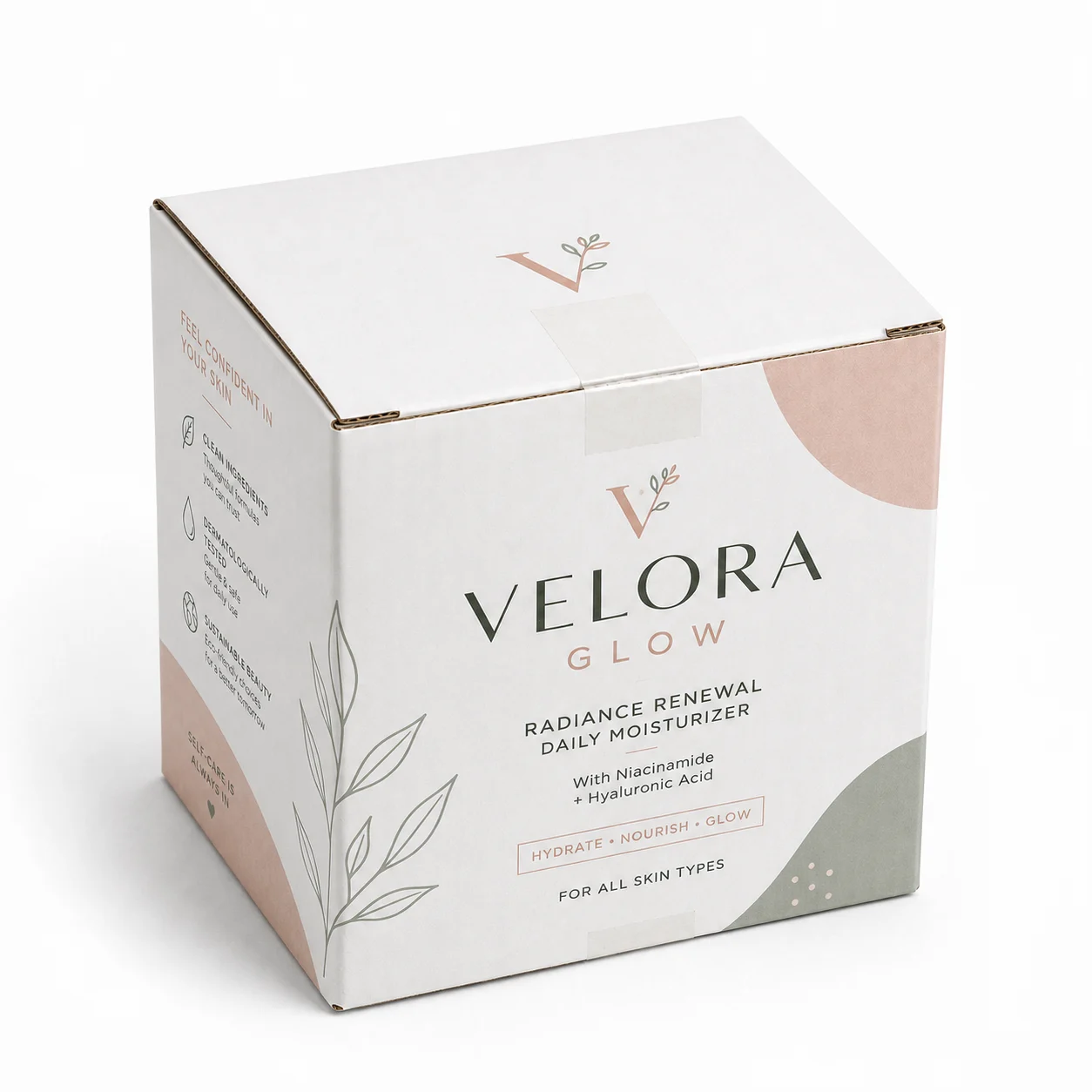 Side view of 4.75x4.75x4 inch custom printed corrugated shipping carton